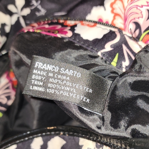 Franco Sarto Black and Pink Floral Shoulder Bag - Picture 9 of 14